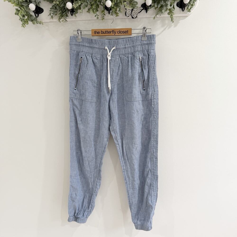 Athlete Linen Cabo Chambray Joggers Size 4 Drawstring ww5657